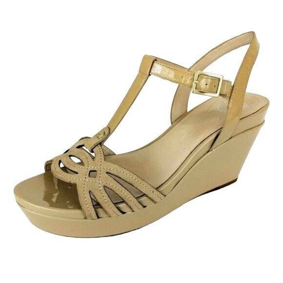 NURTURE Natural Leather T-Strap Wedge Platform Heels  Size 10  NWOB  Boho Summer - Picture 1 of 9